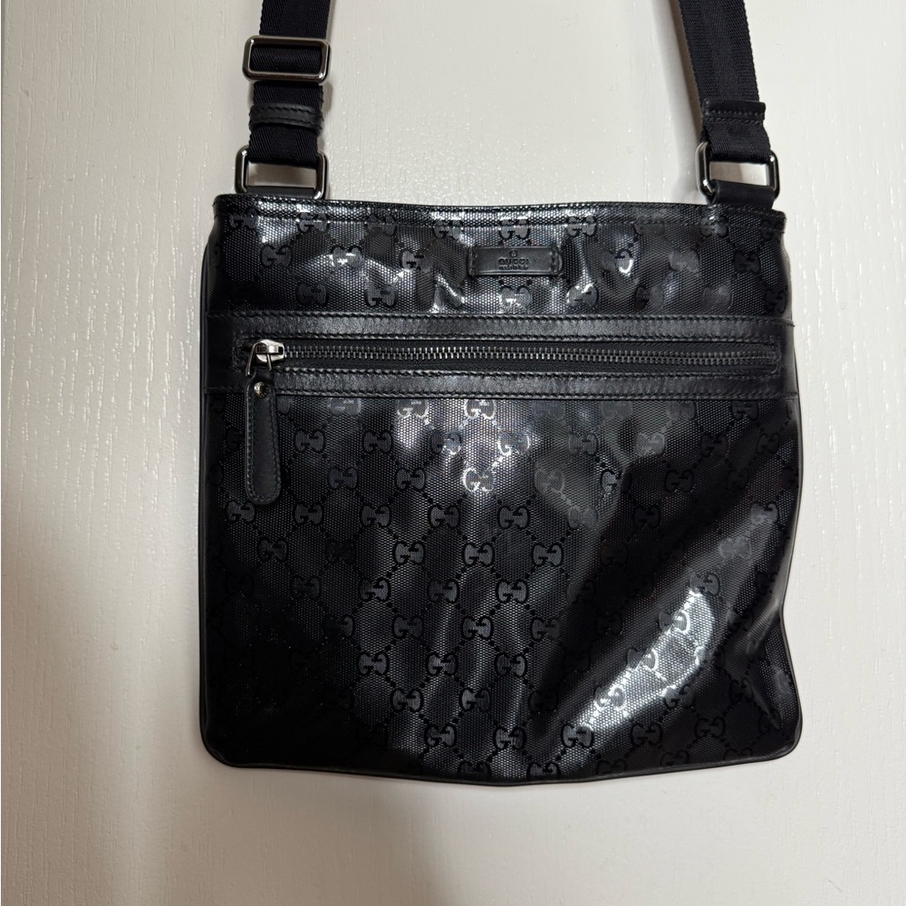 Gucci Shiny Black Men's Messenger Bag